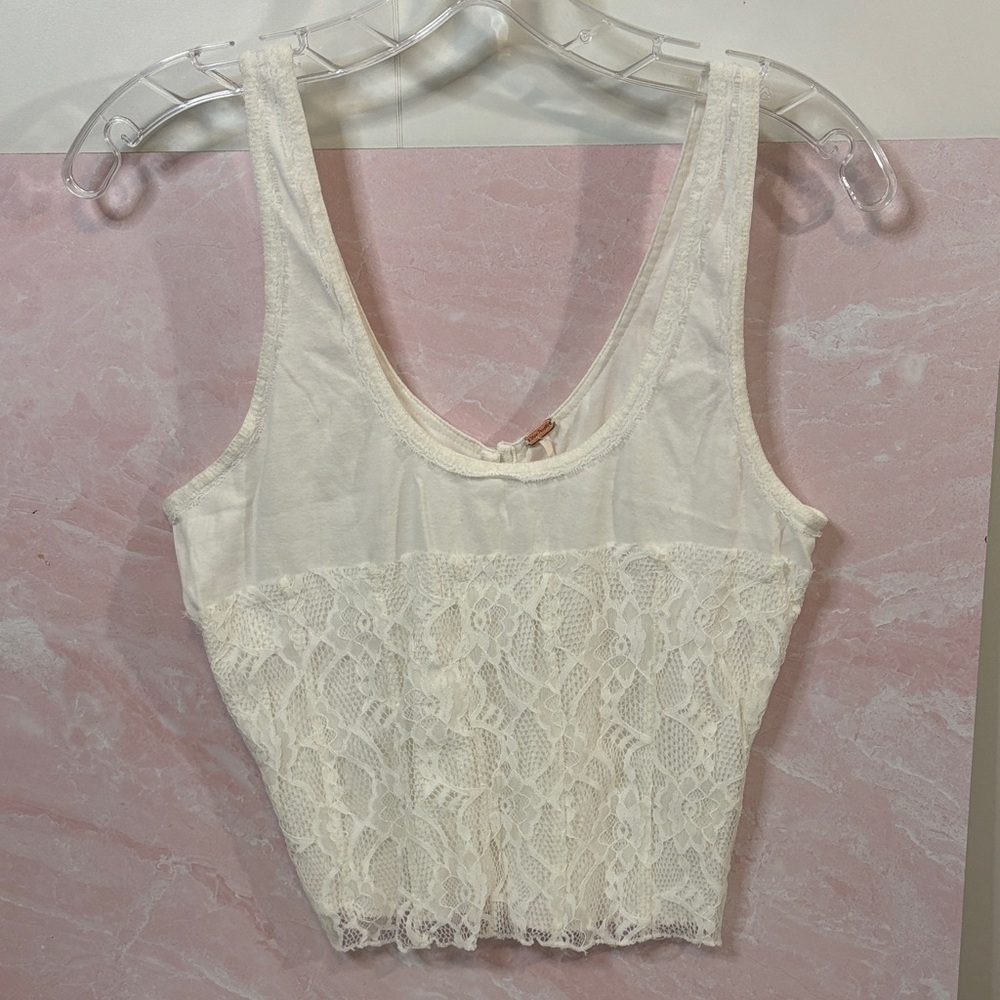 Free People Ivory Lace Detail Crop Top | Fully Lined | S